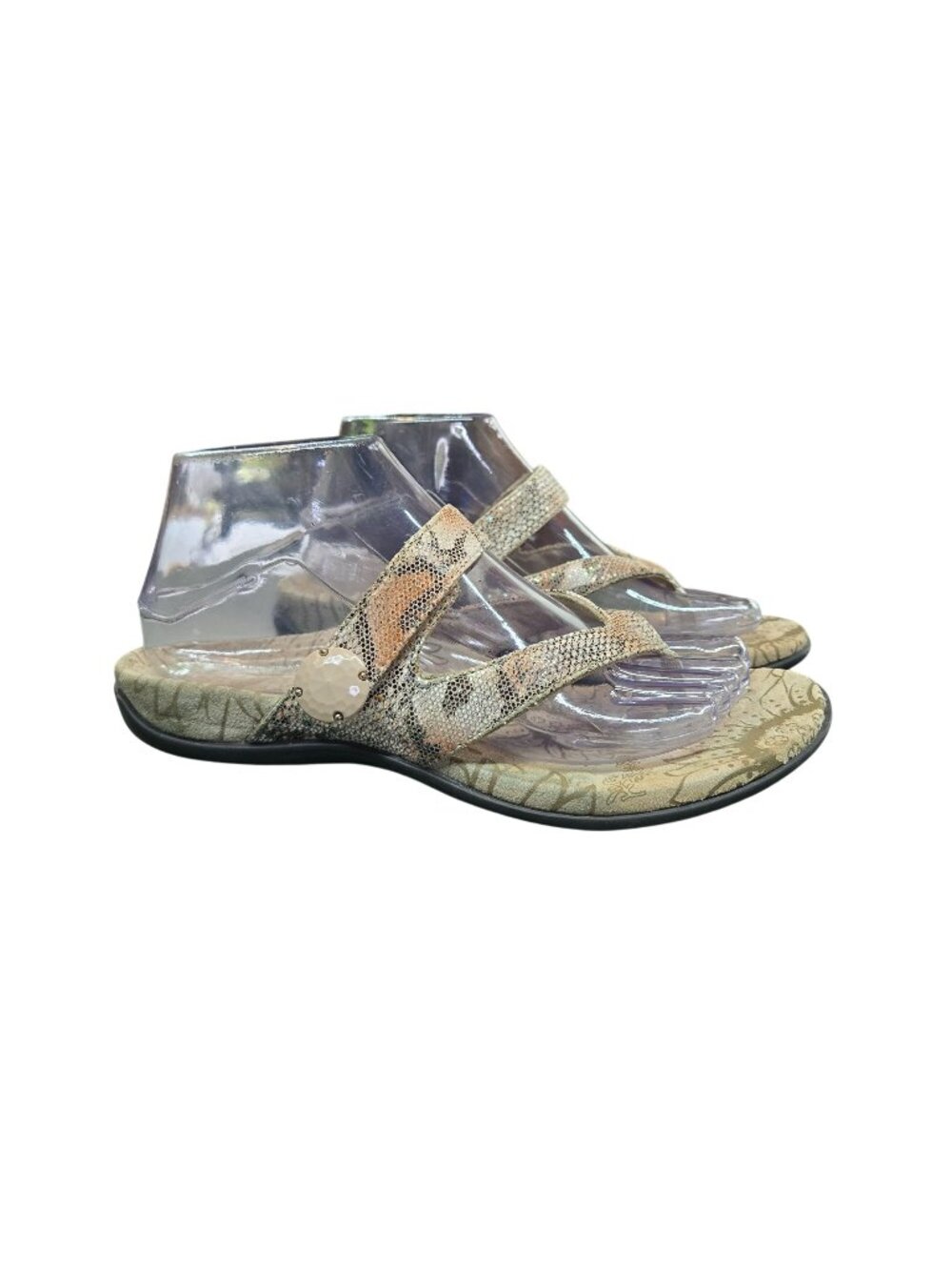 Orthoheel Cocoa Natural Snake Print Sandals Flip Flop Orthotic Shoes Size 6